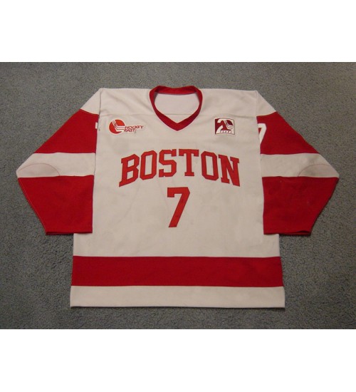 Custom NCAA 2003-04 Boston University Terriers BU 7 David Van Der Gulik Hockey Jersey Home White